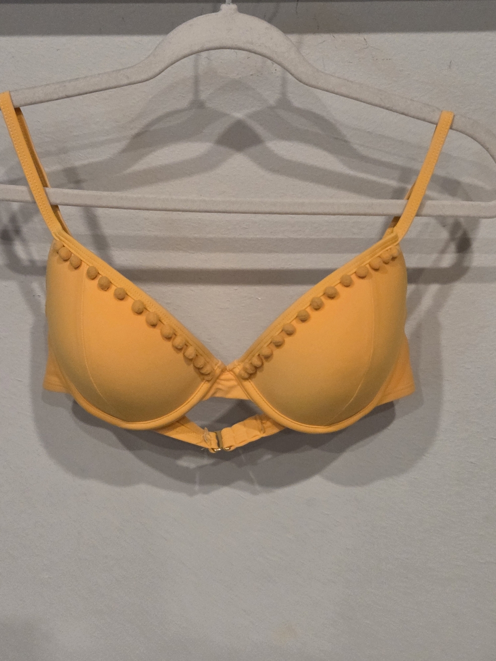 Arizona Jean Company Yellow Pom-Pom Trim Swim Bra